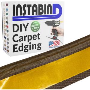 Instabind Premium Carpet Edge Binding  Regular Style Carpet Edge Trim for Do-It-Yourself Rug Edging- with Durable Hold & Easy Finishing for Rug Edges - USA Made Flooring Products  54 ft Roll, Malt