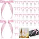 30pcs Pink Bow for Crafts 5"×7”Gift Bow, Self-Adhesive Gift Wrap Bows, Bow Decor, Pink Ribbon Bows, Double Sided Tape for Gift Wrapping, Crafts, Wedding, Christmas, Birthday Bow Decor (1in Wide)