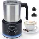 4 in 1 Milk Frother and Steamer, 500ml Electric Foam Maker with Dial Control & LED Indicator, Hot & Cold Milk Frother, Non-Stick Stainless Steel, Silent, Easy to Clean, for Coffee