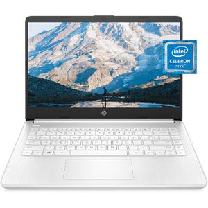 HP 14 Laptop, Intel Celeron N4020, 4 GB RAM, 64 GB Storage, 14-inch Micro-edge HD Display, Windows 11 Home, Thin & Portable, 4K Graphics, One Year of Microsoft 365 (14-dq0040nr, Snowflake White)