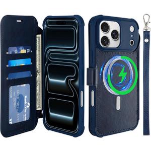 Wallet Case for iPhone 18 Pro/17 Pro for Magsafe, Navy Blue