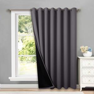 NICETOWN Total Shade Patio Door Curtain, Heavy-Duty Full Light Shading Sliding Door Drape Room Divider Curtain, Vertical Blinds for Window1 Panels, 100 inches Wide x 84 inches Long, Gray (Grey)