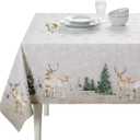 Maison d' Hermine Table Cloth Rectangle Table 100% Cotton 54 x 72 Inches Fall Tablecloth Reusable Everyday Use for Thanksgiving Christmas Decorations Dining Farmhouse Party (Deer in The Woods)