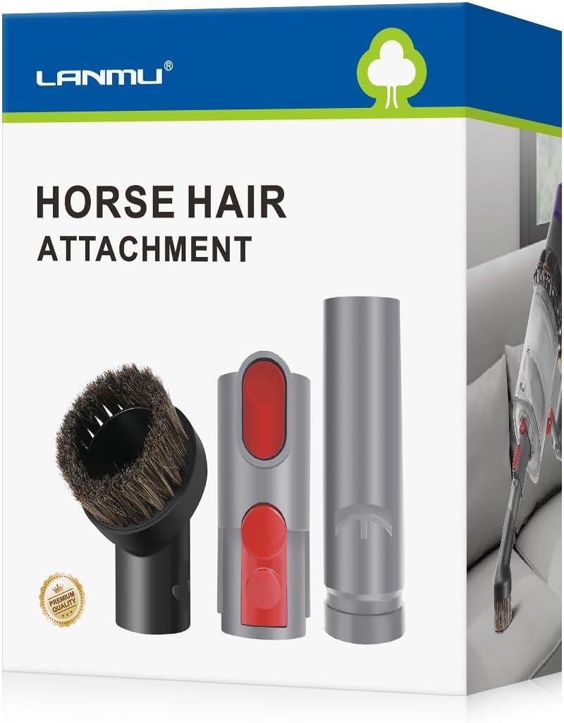 LANMU Horse Hair Brush Vacuum Attachments Compatible with Dyson V15 V12 V11 V10 V8 V7 V6 Vacuum Cleaner, 1.25" Soft Vacuum Dust Brush Accessories