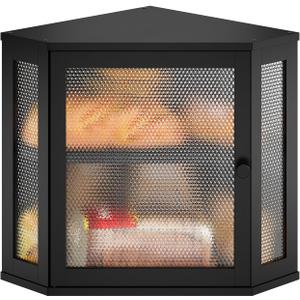 Corner Bread Box Kitchen Countertop Extra Large Capacity Farmhouse Bread Box, Corner Countertop Storage, Double Layer Bread Holder (Black, Large) (11.8" x 11.8" x 13.8")