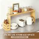 BESLCEID 31-inch bamboo stove rack for above the hob, kitchen bamboo spice rack, supports up to 50 pounds. Bamboo stove rack for storing spices and kitchen utensils. (Wood colour)