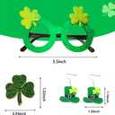 2 x 4Pcs St. Patrick's Day Costume Set Shamrock Themed Headband, Glasses, Earrings, Pin, Irish Green Festival Themed Party Women Costume Accessories (Green)