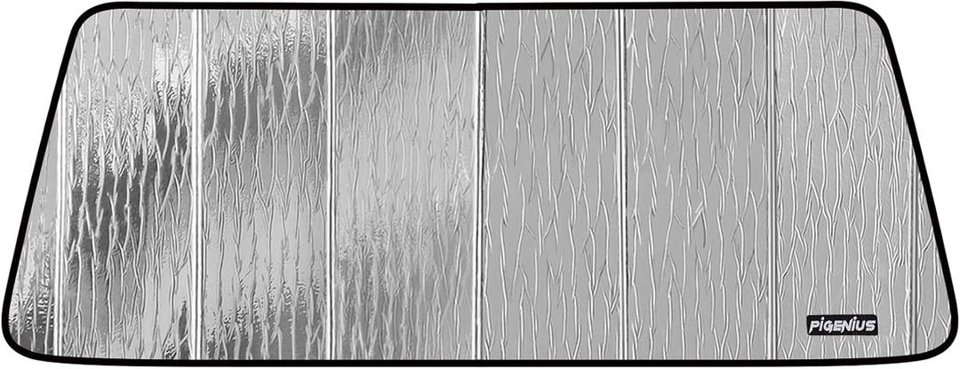 Pigenius Windshield Sunshade for Freightliner M2 / S2 Series & RVs (w/Detroit Connect 5.0 Sensor), Reversible Silver/Black