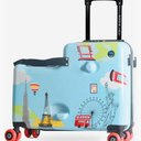 2025 Itsy Rider 20" Ride-on Suitcase for Kids with Double Spinner Red Wheels (Blue Landmarks)