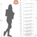 LANTEFUL 10 Tiers Tall Shoe Rack 20-25 Pairs Boots Organizer Storage Sturdy Narrow Shoe Shelf for Entryway, Closets with Hooks, White