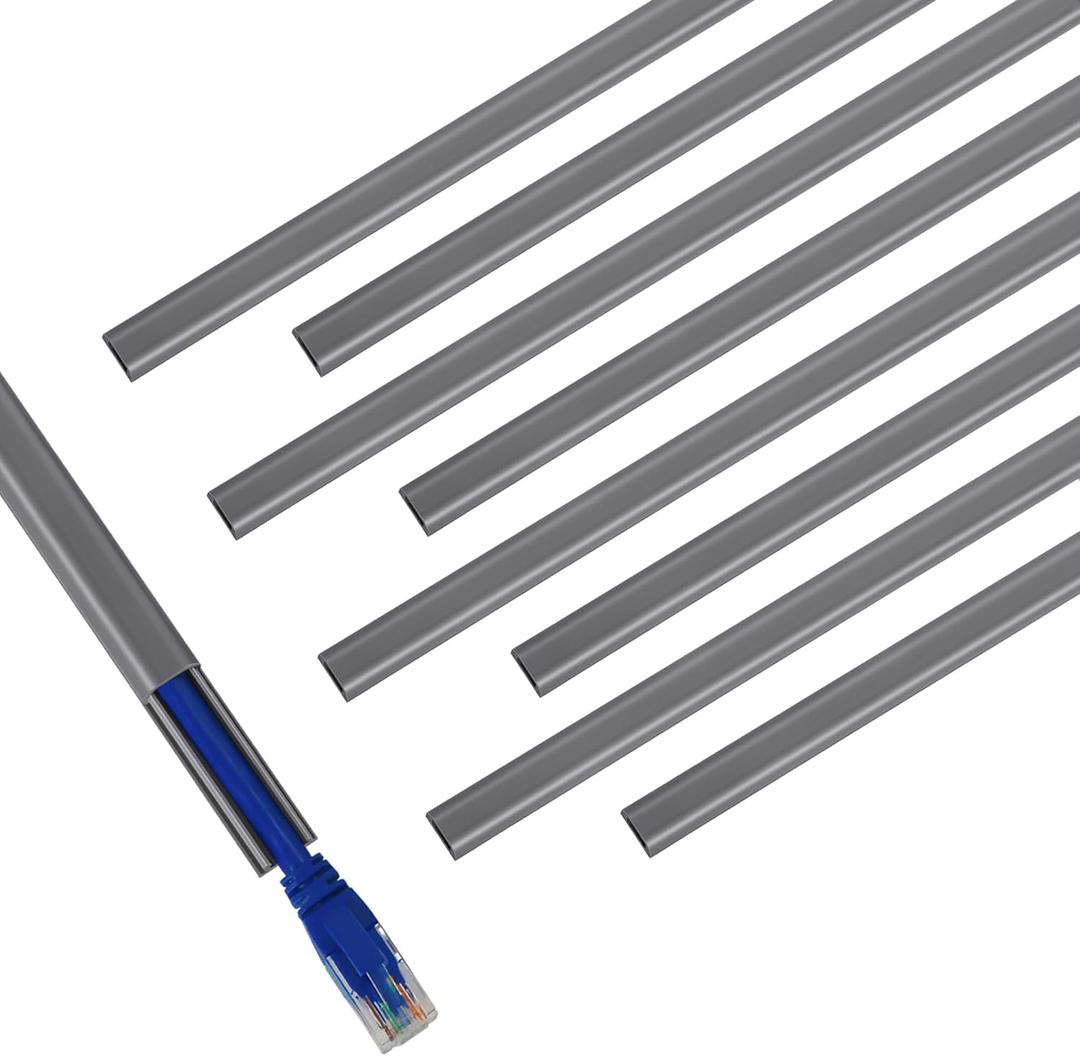 One Cord Cover Wall 153in(9X L17in) - Mini Wire Hider, Wire Cover for Hiding Speaker Wire, Baby Monitor Cord - Paintable Wire Channel for Cable Concealer, W0.5in H0.3in, CMR05 Grey