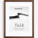 Venusmiles 11x14 Picture Frame Natural Solid Walnut Photo Frames with 8x10 Removable Mat Wall Hanging Large Handcrafted Frame with HD Plexiglass Wall and Tabletop Display Large Poster Frame