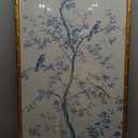 InSimSea Gold Bamboo Framed Wall Art, Blue Bird Flower Prints, 20x40In