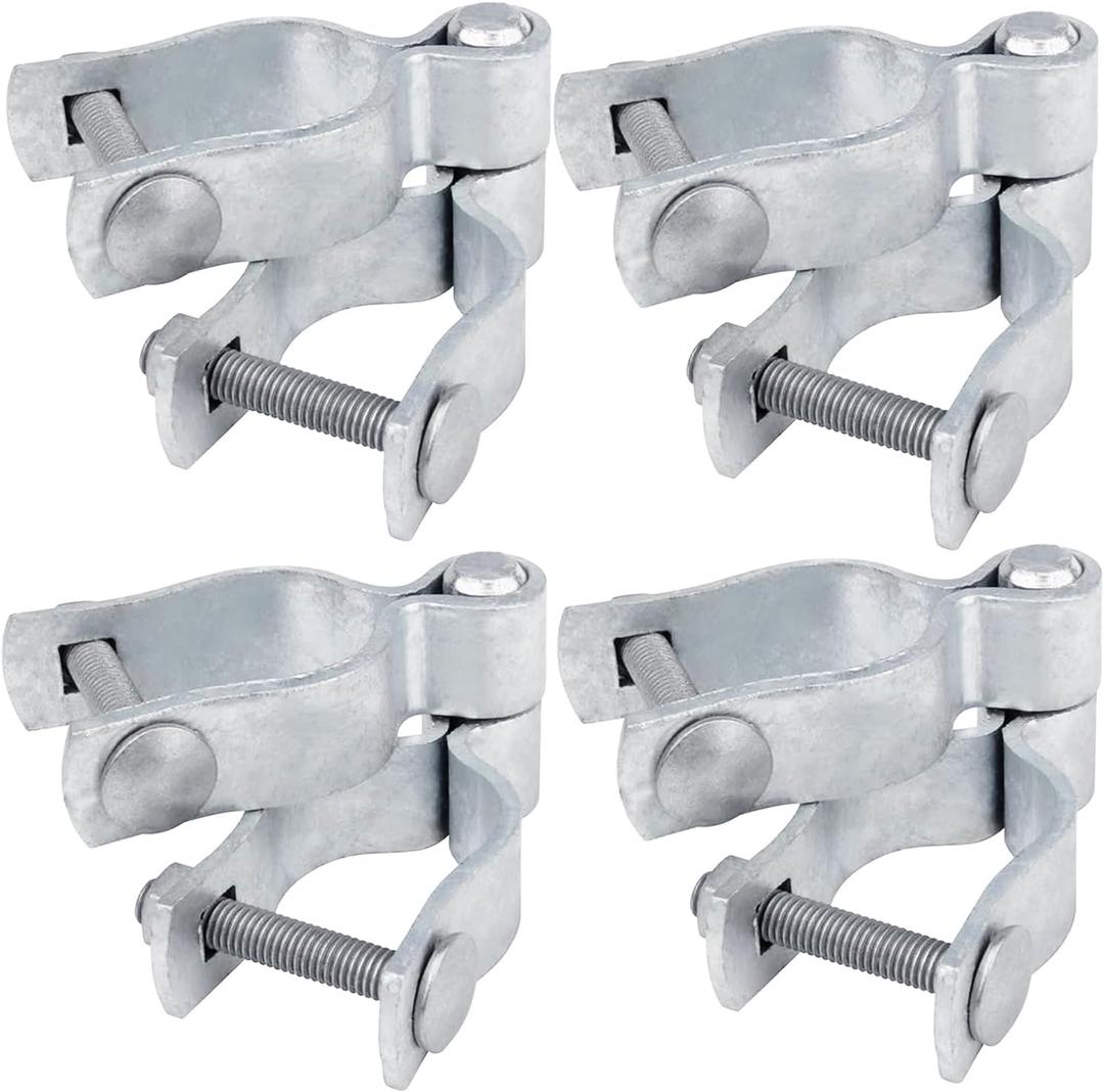 1-5/8" x 1-5/8" Chain Link Fence Gate Post Hinge Kit, Set of 4, Galvanized Steel Chain Link Fence Gate Hinge with 2 PCS Female Gate Frame Hinge and 2 PCS Male Gate Post Hinge, Bolts & Nuts Included