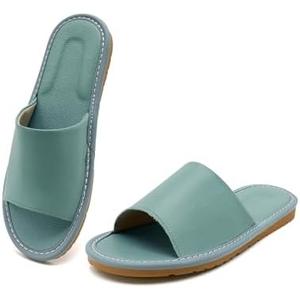 Kiemorgy Sandals Women Men, Genuine Leather Slippers, House Slippers for Women Indoor Outdoor, Unisex Soft Flat Sandals, Size 26