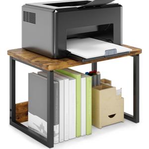MARTY Printer Stand with Storage for Desk, Desktop Printer Stand Shelf Organzier for Home/Office Heavy Duty Printer Riser Under Desk Small Printer Table for Fax Machine Copier Scanner(Rustic Brown) (2 Tier)