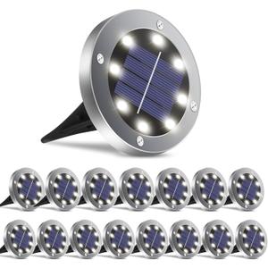 Solar Ground Lights 16 Packs, Garden Solar Outdoor Waterproof Pathway Bright In-Ground Landscape Lights for Patio, Lawn, Yard, Driveway, Step and Walkway White Light