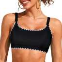 Sports Bikini Tops for Women Swim Bra Wirefree Workout Swimsuit Top Comfortable Support for Swimming, Beach, Active Wear (Black, XXL)