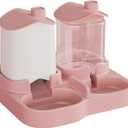 Automatic Cat Feeder and Drinker - Gravity Feeder for Cats and Dogs Pets, Slow Feeding Bowl, Large 2200ml Capacity, No Batteries Required (Pink)