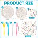 Newtay 96 Pcs Donut Plates and Napkins Party Supplies Include Sprinkles Paper Plates, 2 Ply Cocktail Napkins, Plastic Forks Disposable Tableware for Baby Shower Birthday Party Decorations for 24 Guest