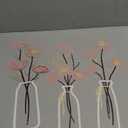 3 Pieces Metal Flowers Wall Arts - Rustic Farmhouse Style Décor Metal Wall Art Black Minimalist Flower Natural Themed Wall Decors for Home Bedroom Dining Room Housewarming (Pink Beige)