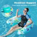 2 Pack Inflatable Pool Float Chair, Floating Pool Chair Adults Pool Lounger Float with Cup Holder & Handles Water Floats for Adults Lake Chair Floats for Swimming Pool River Beach Party