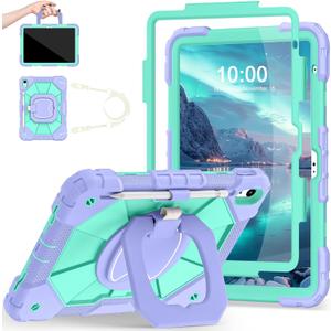 Auizotl Case for iPad (A16) 11th/10th Generation 2025/2022,iPad Case 10th Generation with Rotating Stand Screen Protector,Shockproof Cover for i Pad 11.0/10.9 Inch C ase,Purple Green