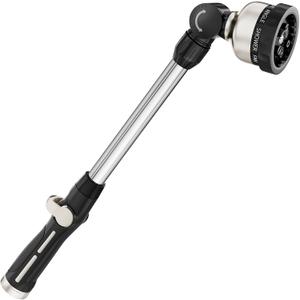FANHAO 16-Inch Metal Watering Wand, Heavy Duty Garden Hose Wand with 9 Spray Patterns, 180 Rotating Long Hose Nozzle Sprayer Thumb Flow Control, Ideal to Water Hanging Baskets and Shrubs - Black