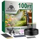 Drip Irrigation System, 2026-Upgrade 100Ft 1/4" Garden Watering System with 24 Pcs 360 Adjustable Copper Nozzles, DIY Kit for Garden, Lawn, Greenhouse, Raised Beds & Outdoor Plants
