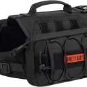 OneTigris Dog Backpack for Medium & Large Dogs, Nylon Backpack for Dogs Tactical Pet Backpack with Side Pockets for Hiking Walking Training Running (Black, Medium)