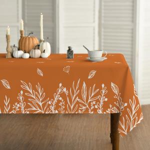 Horaldaily Fall Tablecloth 60x60 Inch Square, Thanksgiving Autumn Harvest Orange Wild Flowers Table Cover for Party Picnic Dinner Decor