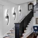 Battery Operated Wall Sconce Set of 2,Black Wall Sconces with Remote Control,3000K-6000K Modern LED Wireless Wall Light for Living Room, Hallway, Bedroom, 39.3 Inch (2 Pack)