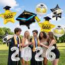 2 x 2026 Graduation Balloons Silver 2026 Balloon Congrats Balloons Graduation Cap Balloon for Graduation Decorations Class of 2026