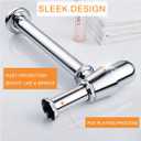 Brass Round Bottle P Trap tube, Basin Sink Waste Trap Drain Tube Kit Adjustable Height Chrome (Oval)