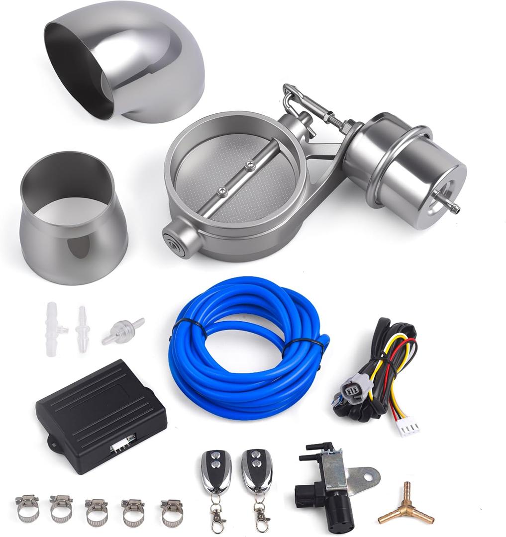 Universal 3" Vacuum Valve Exhaust Cutout with Remote Controller and Elbow Muffler