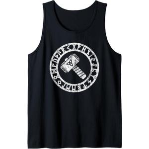 Thors Hammer Runes Circle Viking Celtic Norse Nordic Symbol Tank Top (Black, L) Thors Hammer Runes Circle Viking Celtic Norse Nordic Symbol Tank Top (Black, L)