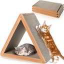 Nicunom 3-Sided Vertical Cat Scratching Post, Cat Scratcher Foldable, Triangle Cat Scratching Board, Multiple Angle Scratch Pad, 6 Usable Sides Recyclable Cat Scratcher Cardboard for Indoor Cats