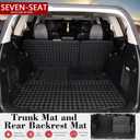 Cargo Mat for 2016-2024 2025 Dodge Durango 6 Seats Trunk Mat & 2ND+3RD Row Rear Backrest Mat, All Weather Rear Cargo Liner Back Seat Cover Protector
