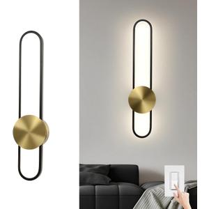 JAYMP Modern Wall Sconce 4000K Dimmable LED Wall Light Fixture, Hardwired Wall Lamp for Living Room, Dining Room, Bedroom, Hallway, Lobby, Entryway, 1 Pack (Brushed Black, H56cm/22inch)