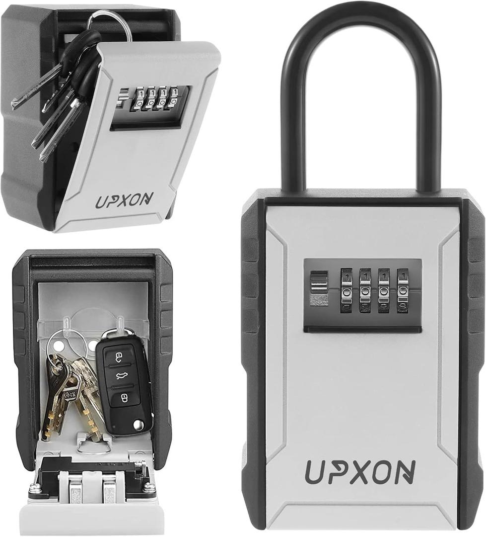 Key Lock Box, UPXON Extra Large Key Storage Box with Resettable Code, 4 Digit Combination Lock Box for Car Keys, House Keys, Weatherproof Wall Mount Key Box for Home, Hotels, Airbnb, Schools 1 Pack