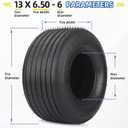 GICOOL 13x6.50-6 Tubeless Lawn Mower Tire, Riding Lawnmower Straight Rib Tread, 4 Ply