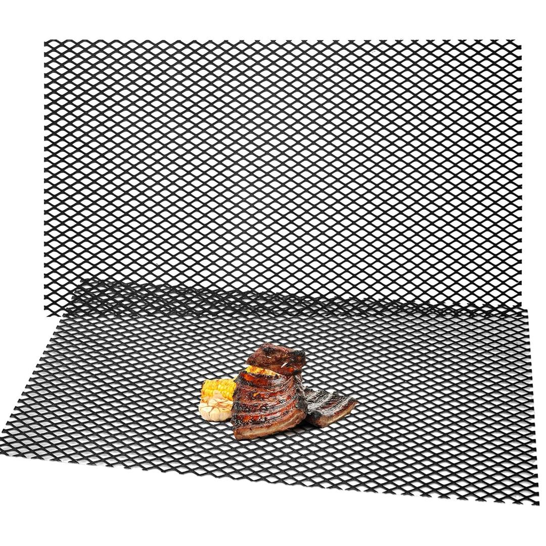 Gisafai 7 Gauge 1'' x 1/2'' Steel Expanded Metal Sheet Flattened Metal Mesh Sheet Steel Mesh for BBQ Grill Smokers, Black(2 Pieces,48 x 24 Inches)