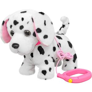 YH YUHUNG Walking and Barking Dalmatian Puppy Stuffed Animated Dog Toy for Kids with Leash, Head Nod,Walking,Barking,Tail Wagging,Electrnoic Pets Puppy Plush Toy for Kids,Boys and Girls Gift (Walking Dalmatian)
