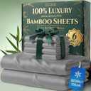 DECOLURE 100% Viscose Derived from Bamboo Sheets Queen Size - Luxury 6 Pc Naturally Cooling Sheets, Ultra Soft Bed Set - Deep 17" Pockets, Durable Double Stitching, Oeko Tex Standard (Light Grey)
