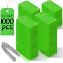 1000 Pieces Plastic Shipping Tags with Wire Labeling Tags Waterproof Hang Tags with Reinforcement Hole Writable Luggage tag Loops for Equipment Inventory Parts Garage (Green, 4 3/4" x 2 3/8")