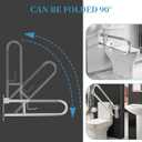 Toilet Grab Bar 30.3 Inch, Munzong Anti-Slip Handicap Grab Bars with Paper Holder, Flip-Up Bathroom Toilet Safety Rails, Stainless Steel Knurled Support handrails for Seniors Elderly Disabled Pregnant