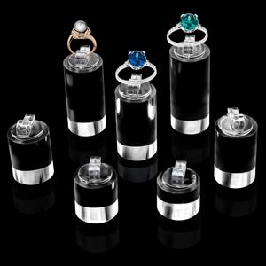 7 Pack Acrylic Ring Display Holder Clear Cylinder Jewelry Stand for Wedding Engagement Rings Organizer Sturdy Solid Showcase