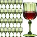 24 Pack 7 oz Vintage Plastic Wine Glasses Goblet Set, Unbreakable