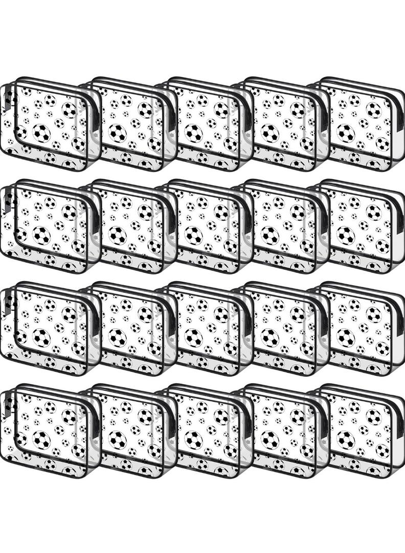 Kacctyen 12 Pcs Soccer Clear Makeup Gift Bags Bulk for Team Girls Soccer Party Accessories Goodie Bags for Football Lovers Clear Cosmetic Bag PVC Waterproof Christmas Gift for Women