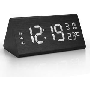 Digital Alarm Clocks for Bedrooms - Digital Clock Large Display, Bedside Clock with LED Display for Bedroom, Travel, Office (Black)